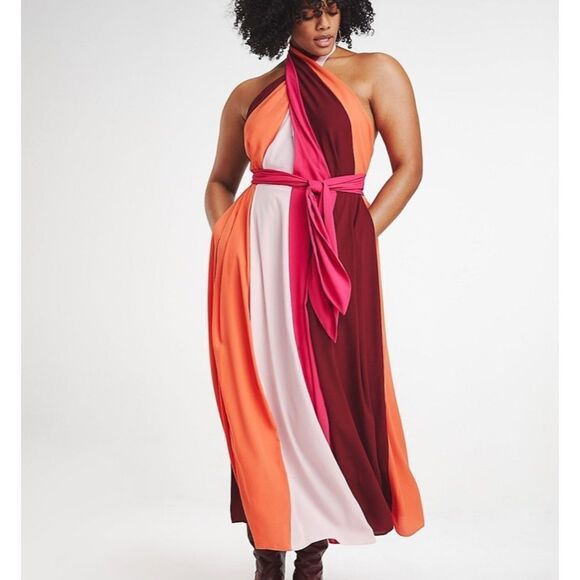 Tommy Hilfiger Women's Zendaya Curve Cross Front Dress Size 18 - Picture 1 of 11